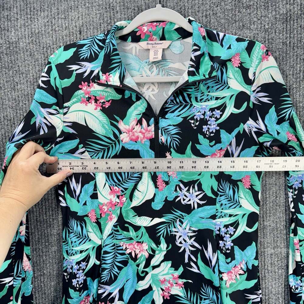 Tommy Bahama Golf Pullover Top Women's Medium 1/4 Zip Tropical Quick Dry UPF 50 - Picture 9 of 10